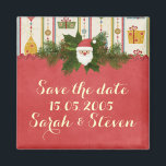 Imán Vintage Christmas Santa Salve la fecha<br><div class="desc">Romántico Guardar la fecha Magnet Guardar la fecha con este imán hermoso y elegante.</div>