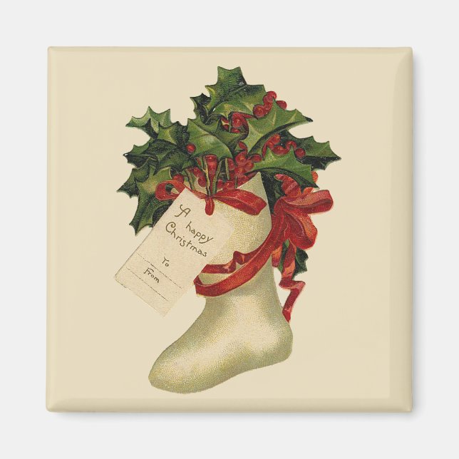 Imán Vintage Christmas Stocking Magnet (Frente)
