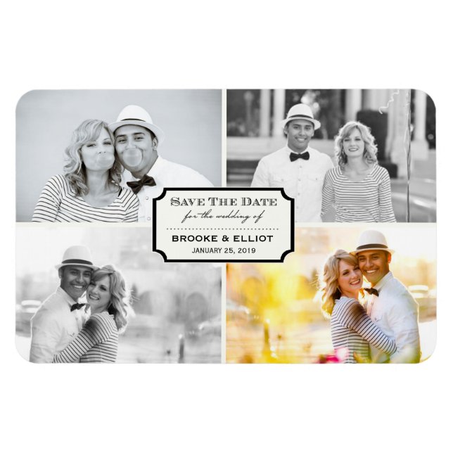 Imán Vintage Classic Bookplate Cuatro Fotografías Guard (Horizontal)