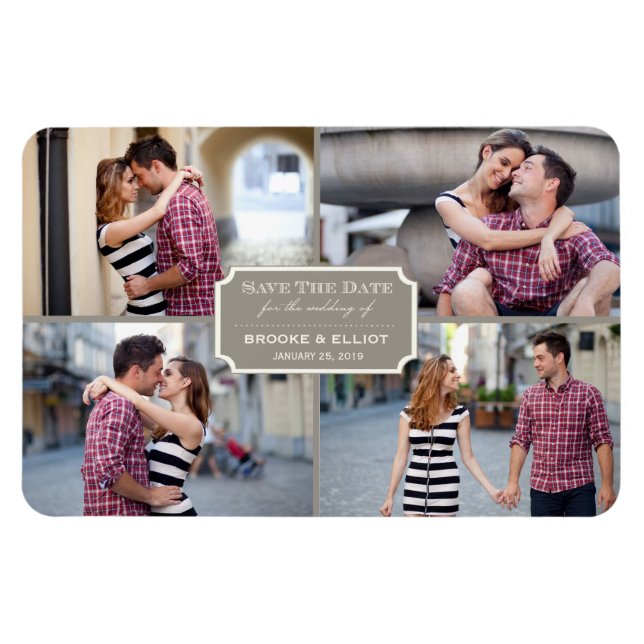 Imán Vintage Classic Bookplate Cuatro Fotografías Guard (Horizontal)