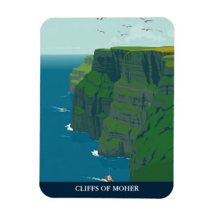 Imán Vintage Cliffs of Moher Ireland Travel Souvenir