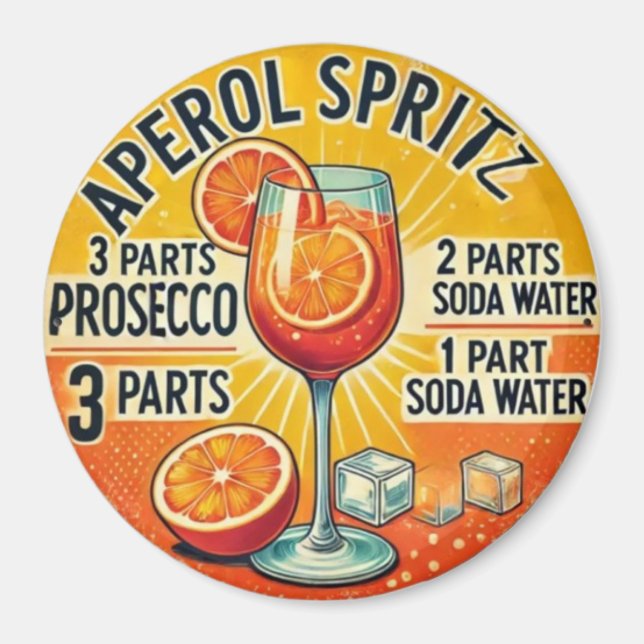 Imán Vintage cocktail Aperol Spritz  (Frente)