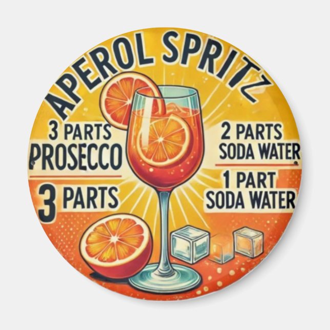Imán Vintage cocktail Aperol Spritz  (Frente)