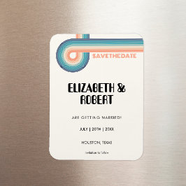 Imán Vintage Colorful 70'S Retro Wedding Save The Date