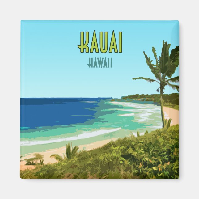 Imán Vintage costero de Kauai Hawaii (Frente)