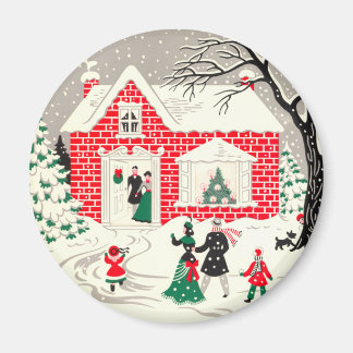 Imán Vintage Countryside Greetings Round Magnet