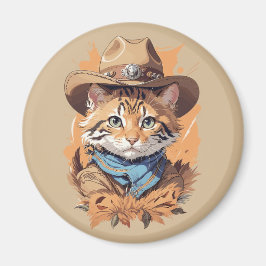 Imán Vintage Cowboy Kitten Design