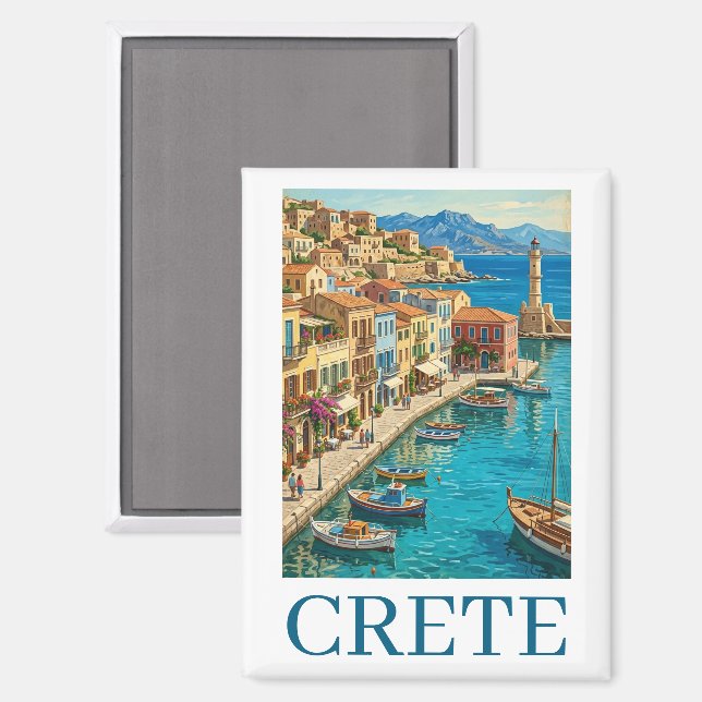 Imán Vintage Crete Greece Mediterranean Travel Scenery (Anverso/Reverso)