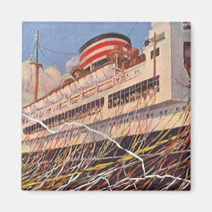 Imán Vintage Cruise Ship Vacation; Bon Voyage Fiesta!
