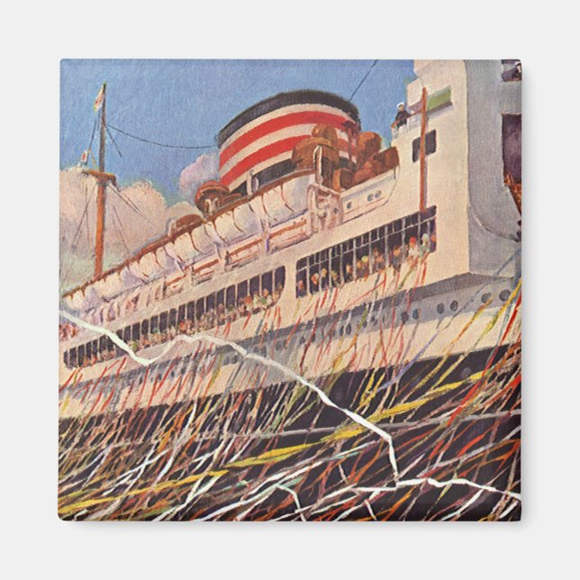 Imán Vintage Cruise Ship Vacation; Bon Voyage Fiesta! (Frente)