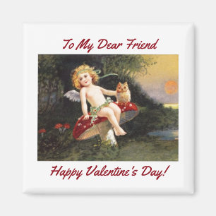 Imán Vintage Cupid With Owl