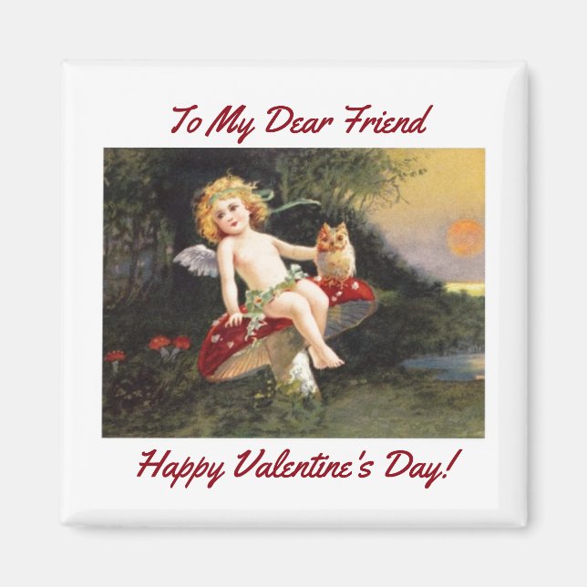 Imán Vintage Cupid With Owl (Frente)