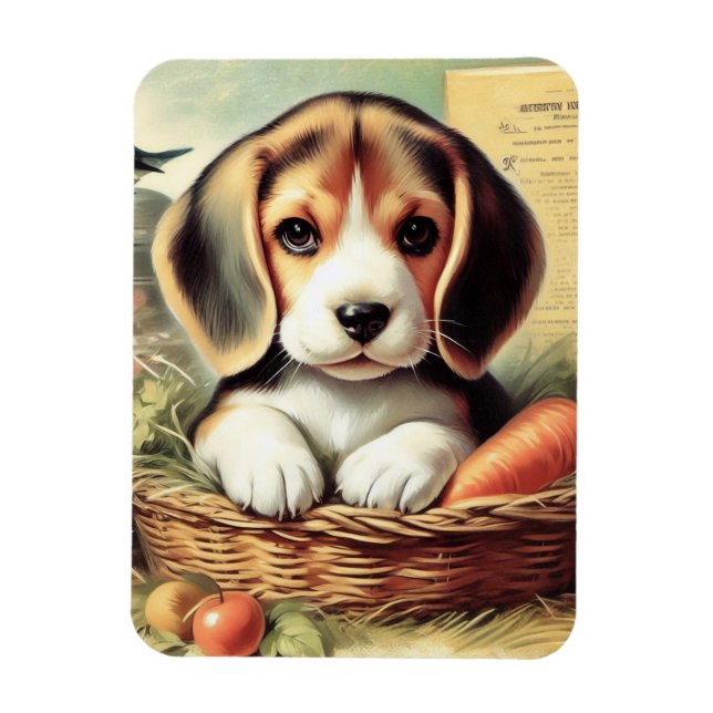 Imán Vintage Cute Beagle Puppy (Vertical)