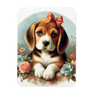 Imán Vintage Cute Beagle Puppy