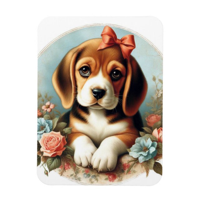 Imán Vintage Cute Beagle Puppy (Vertical)