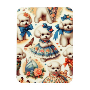 Imán Vintage Cute Bichon Frisé Pintura