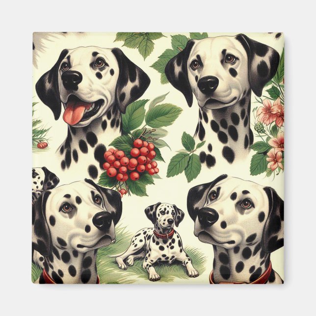 Imán Vintage Cute Dalmatian Ilustracion (Frente)