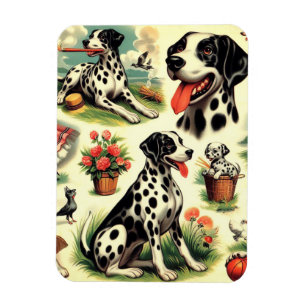Imán Vintage Cute Dalmatian Seamless
