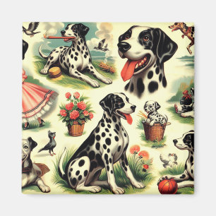 Imán Vintage Cute Dalmatian Seamless