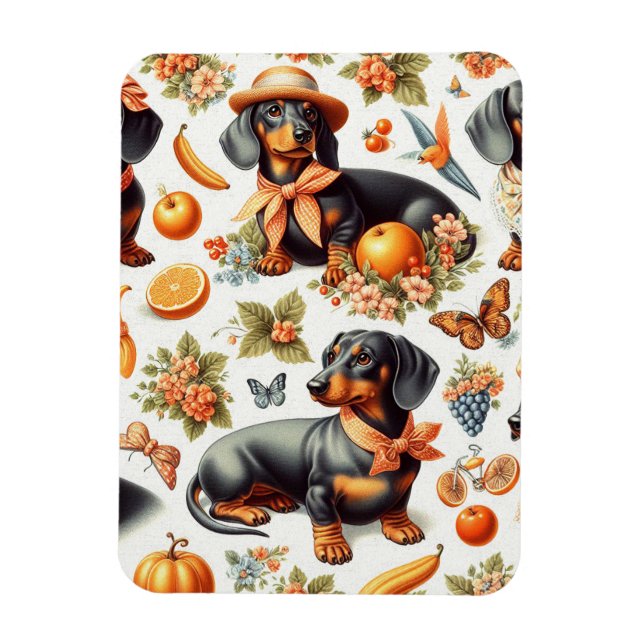 Imán Vintage Dachshund Seamless (Vertical)