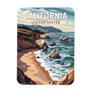 Imán Vintage de arte de viajes de California