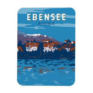 Imán Vintage de arte de viajes de Ebensee Austria