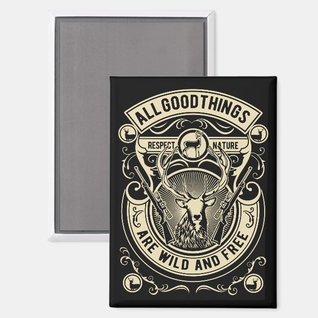 Imán Vintage de caza (Anverso/Reverso)