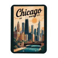 Vintage de Chicago Illinois Skyline Travel