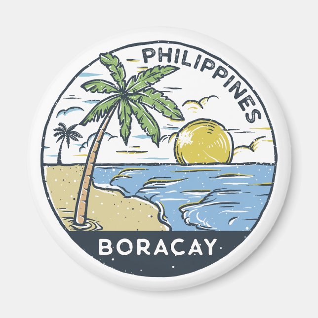 Imán Vintage de Filipinas de Boracay (Frente)