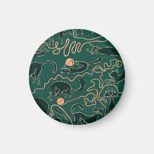 Imán Vintage de gatos: Patrón sin soldadura de garabato