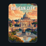 Imán Vintage de la Ciudad del Vaticano<br><div class="desc">Diseño de viaje vectorial retro de la Ciudad del Vaticano. La Ciudad del Vaticano,  una ciudad-estado rodeada por Roma,  Italia,  es la sede de la Iglesia Católica Romana. Es el hogar del Papa y un tesoro de arte icónico y arquitectura.</div>