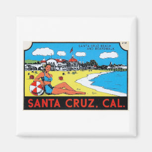 Imán Vintage de la etiqueta del equipaje de Santa Cruz,