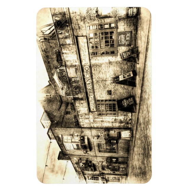 Imán Vintage de Londres del Pub del ancla (Vertical)