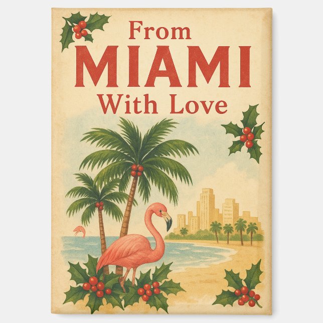 Imán Vintage De Miami Con Amor Navidad (Anverso)