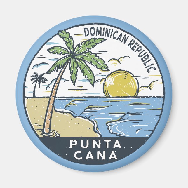 Imán Vintage de Punta Cana República Dominicana (Frente)