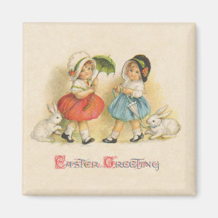 Imán Vintage de saludo de Pascua