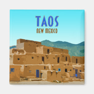 Imán Vintage de Taos Pueblos Nuevo México