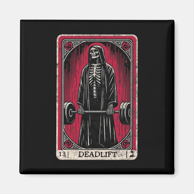 Imán Vintage Deadlift Skeleton Halloween Gym Chistes We (Frente)