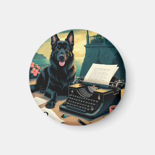 Imán Vintage del caballero del perro pastor alemán