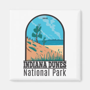 Imán Vintage del parque nacional Indiana Dunes