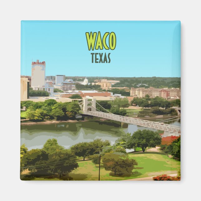 Imán Vintage del Waco Texas Brazos River Downtown (Frente)