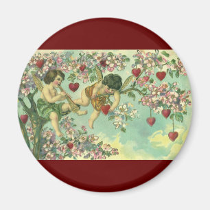 Imán Vintage Día de San Valentín Victoriano Cupids Hear