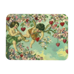 Imán Vintage Día de San Valentín Victoriano Cupids Hear