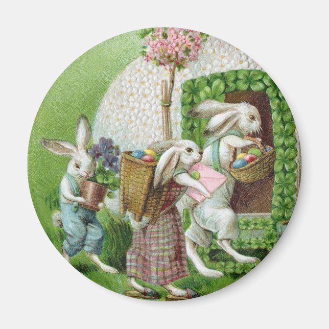 Imán Vintage Easter Bunny y Eggys Garden (Frente)