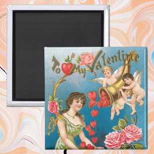 Imán Vintage El día de San Valentín de Angels con Chica