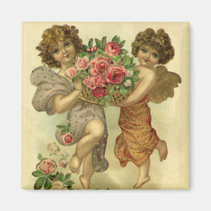 Imán Vintage El día de San Valentín victoriano y Rosa