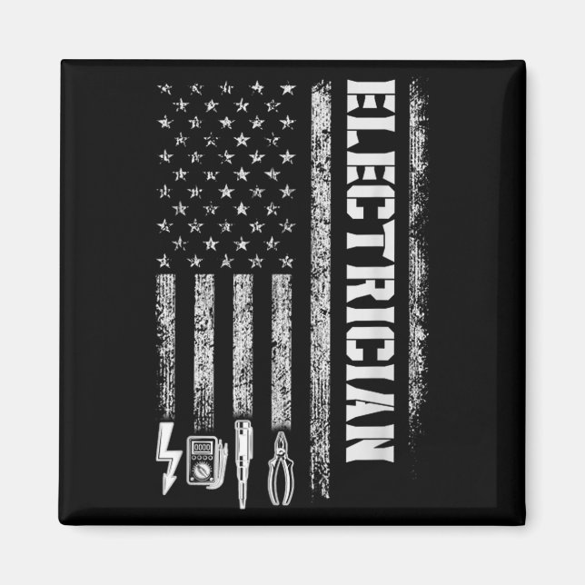 Imán Vintage Electrician American Flag Tools Design  (Frente)