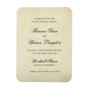 Imán Vintage Elegant Non Photo Wedding Guardar la fecha