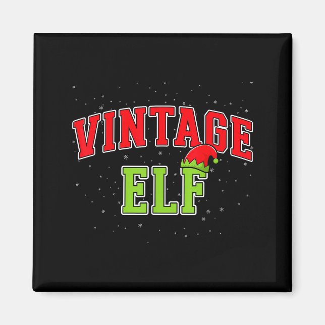 Imán Vintage Elf Christmas Family Matching Group Xmas  (Frente)