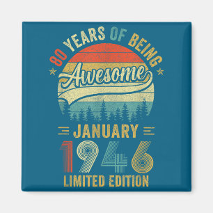 Imán Vintage enero 1946 Cumpleaños 80 años Hombres Muje
